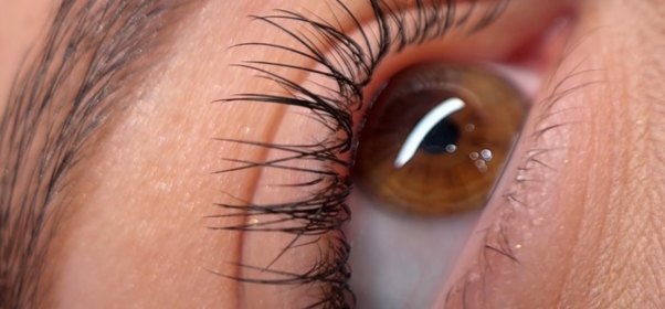 Light volume lash extensions on a brown eye at DA Beauty Bar, Brickell