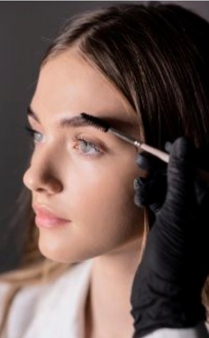 Brow lamination in progress