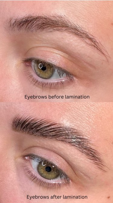 Eyebrows before and after lamination